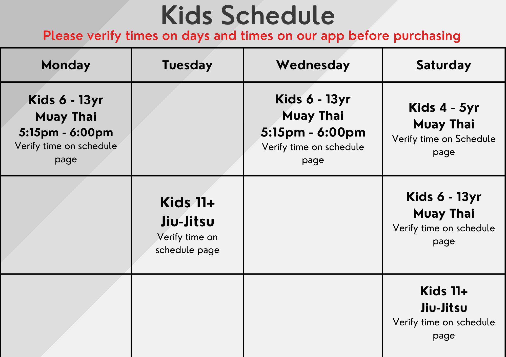 kids schedule
